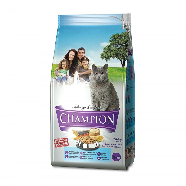 Champion Somonlu Ve Pirinçli Yetişkin Kedi Maması 15 KG