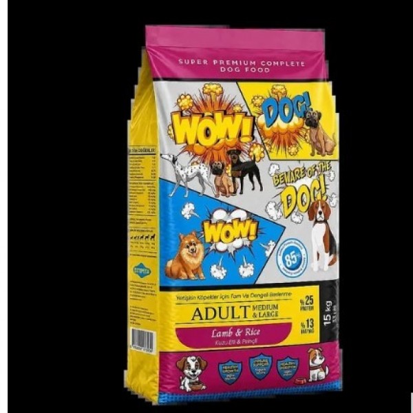 Wow Dog Kuzu Etli Ve Pirinçli Yetişkin Köpek Maması 15 kg Wow Dog Kuzu Etli Ve Pirinçli Yetişkin Köpek Maması 15 kg